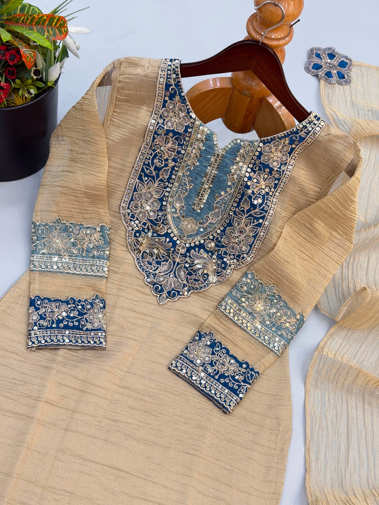 Festive Flair Palazzo Set – Premium Salsa Silk Wear