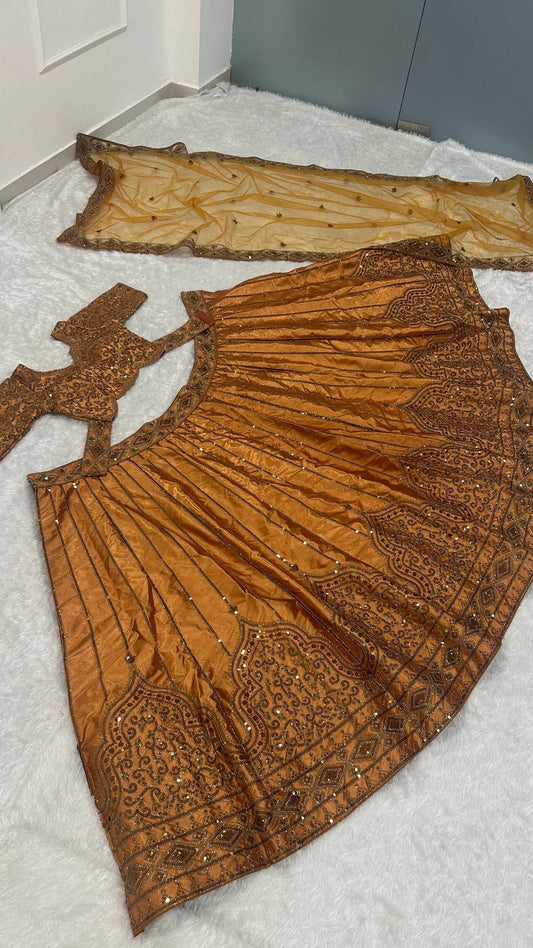 Vintage Grace Satin Silk Lehenga Set