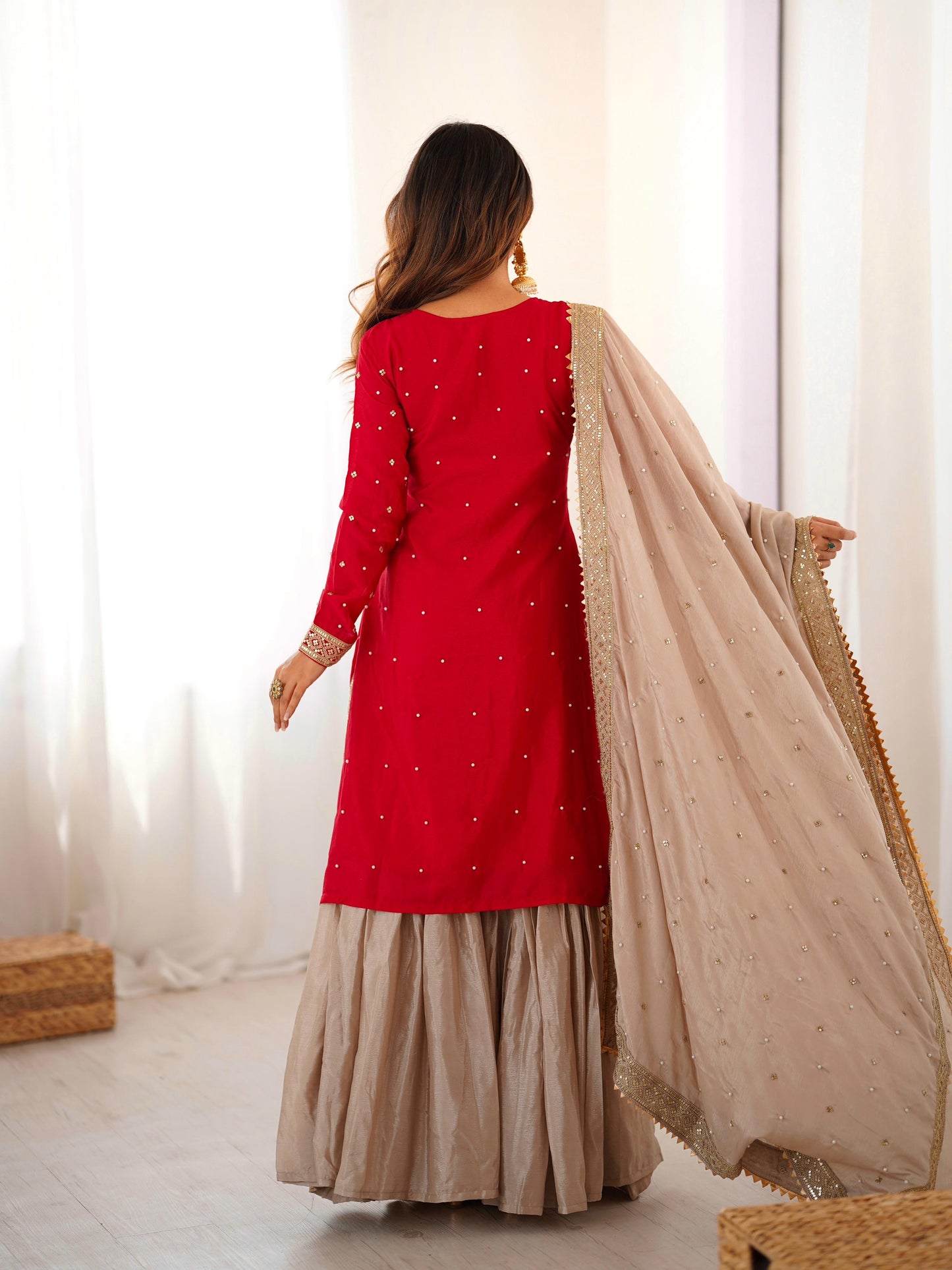 Premium Chinon Silk Sharara Set