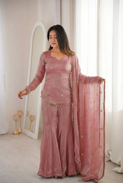Classic Festive Set – Fendy Silk Sharara Designer Wear