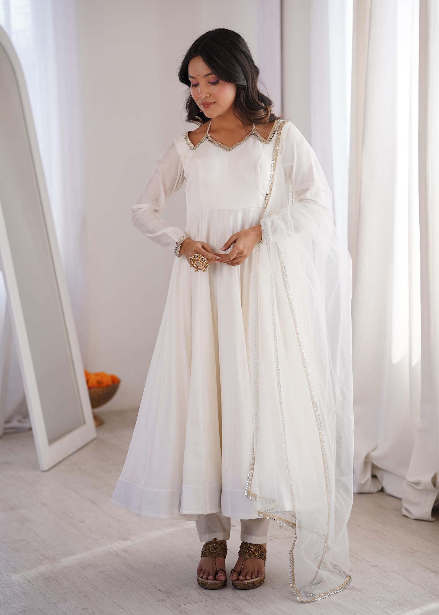 Roman Silk Chanderi Anarkali