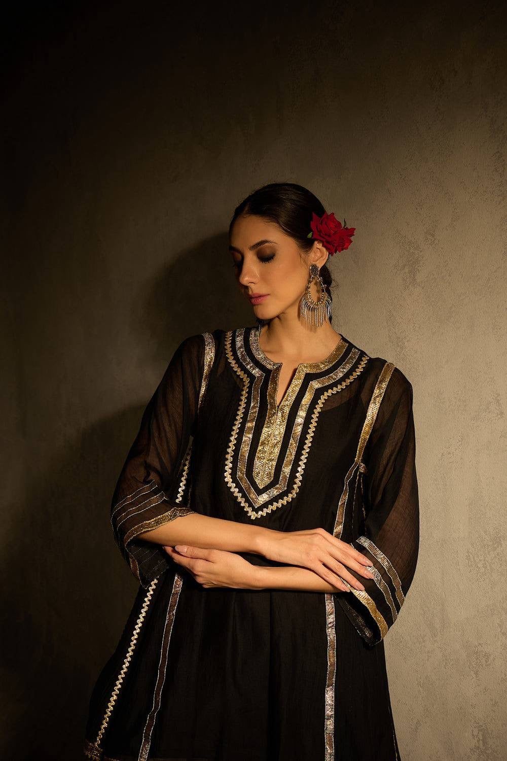Celebrity Inspired Chinon Co-Ord Set with Fancy Gota Patti Work