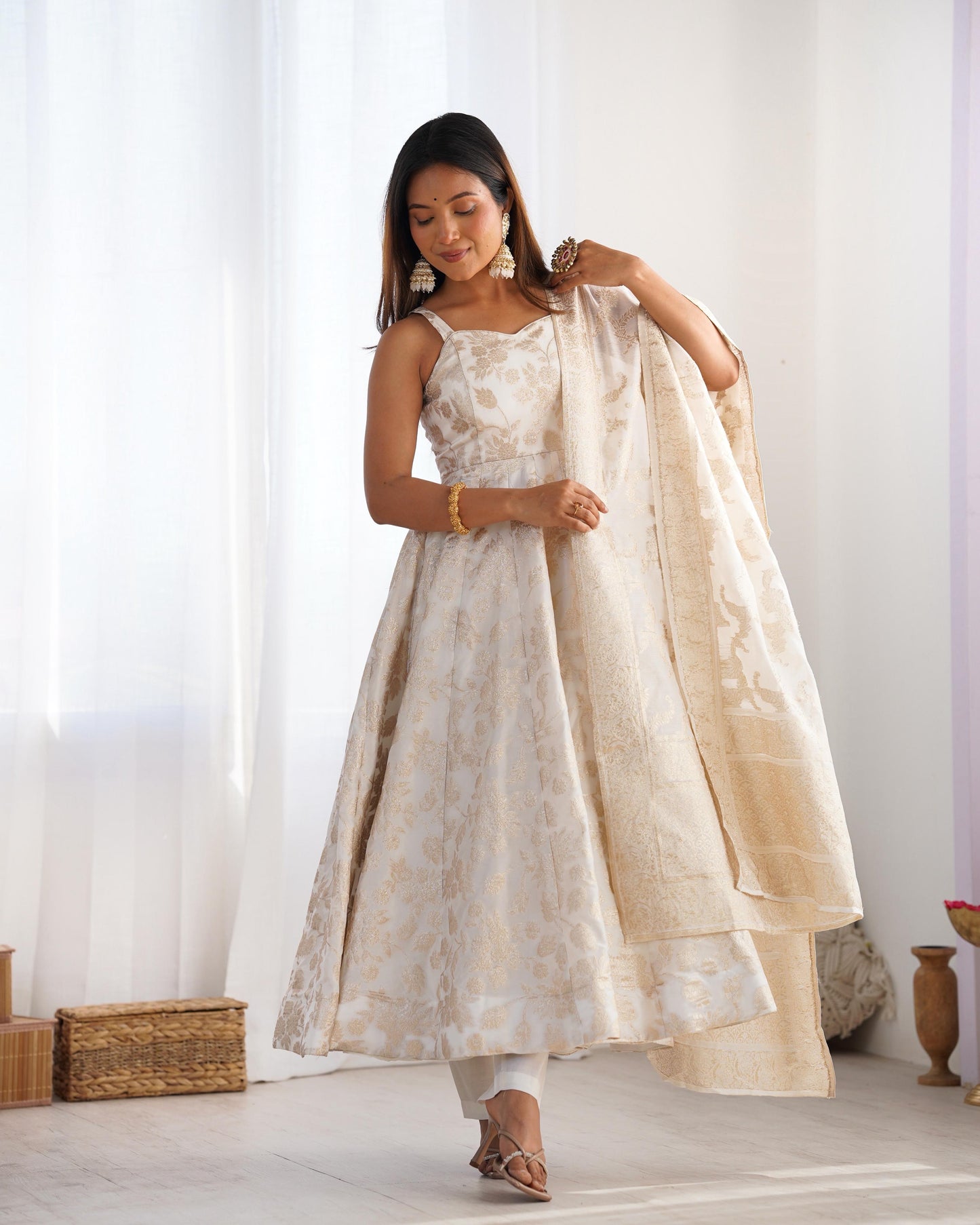 Banarasi Jacquard Dola Silk Anarkali Suit Set