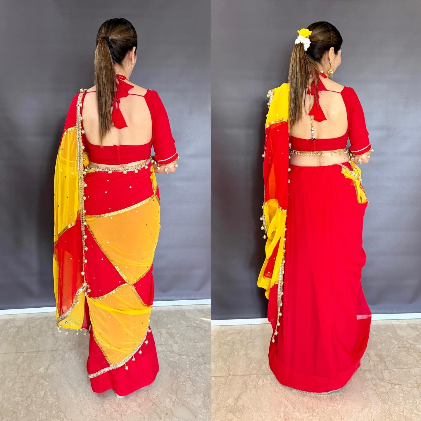 Red & Yellow Dual Combination Saree