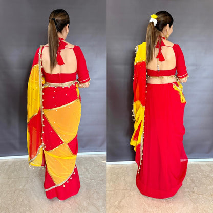 Red & Yellow Dual Combination Saree