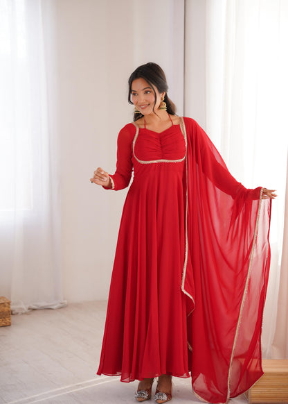 Premium Fox Blooming Georgette Anarkali Gown Set
