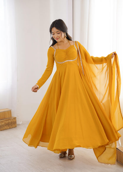 Premium Fox Blooming Georgette Anarkali Gown Set
