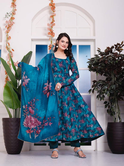 Floral Faux Georgette Anarkali Set
