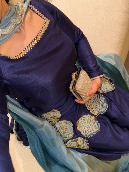 Farshi Style Suit Set – Crepe Fabric with Designer Dupatta