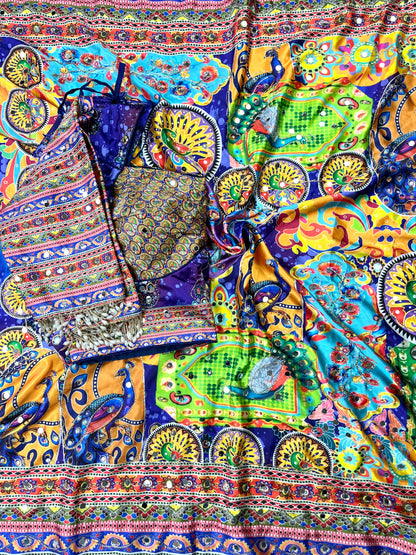 Mirror Bloom Saree – Japan Satin Digital Print Collection