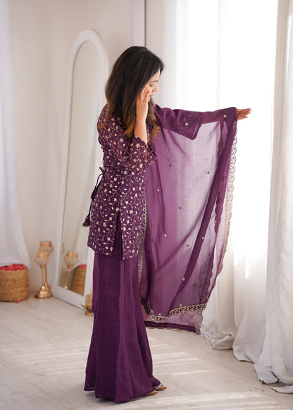 Bell Bottom Style Suit Set – Crunchy Silk Designer Outfit