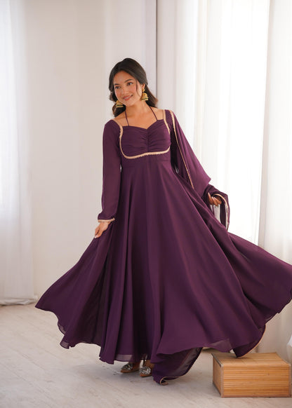 Premium Fox Blooming Georgette Anarkali Gown Set