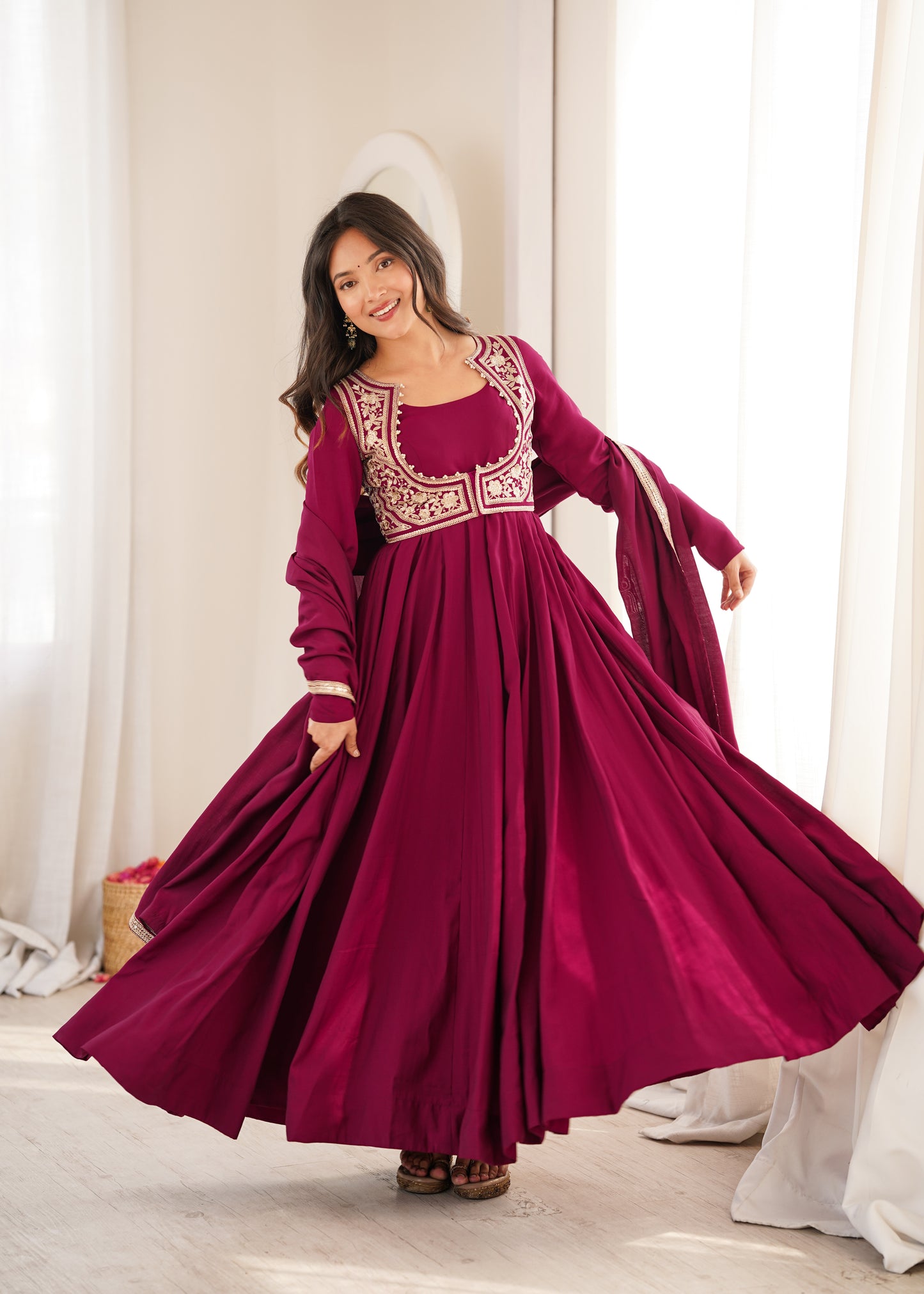 Royal Jacket Anarkali – Roman Silk Chanderi Luxe Set