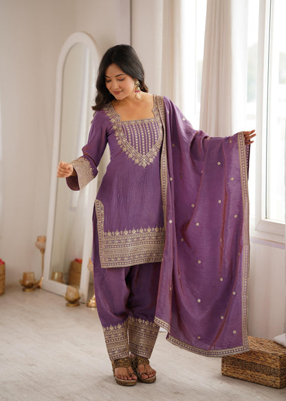 Royal Yoke Farshi Suit – Dori & Sequence Work Collection