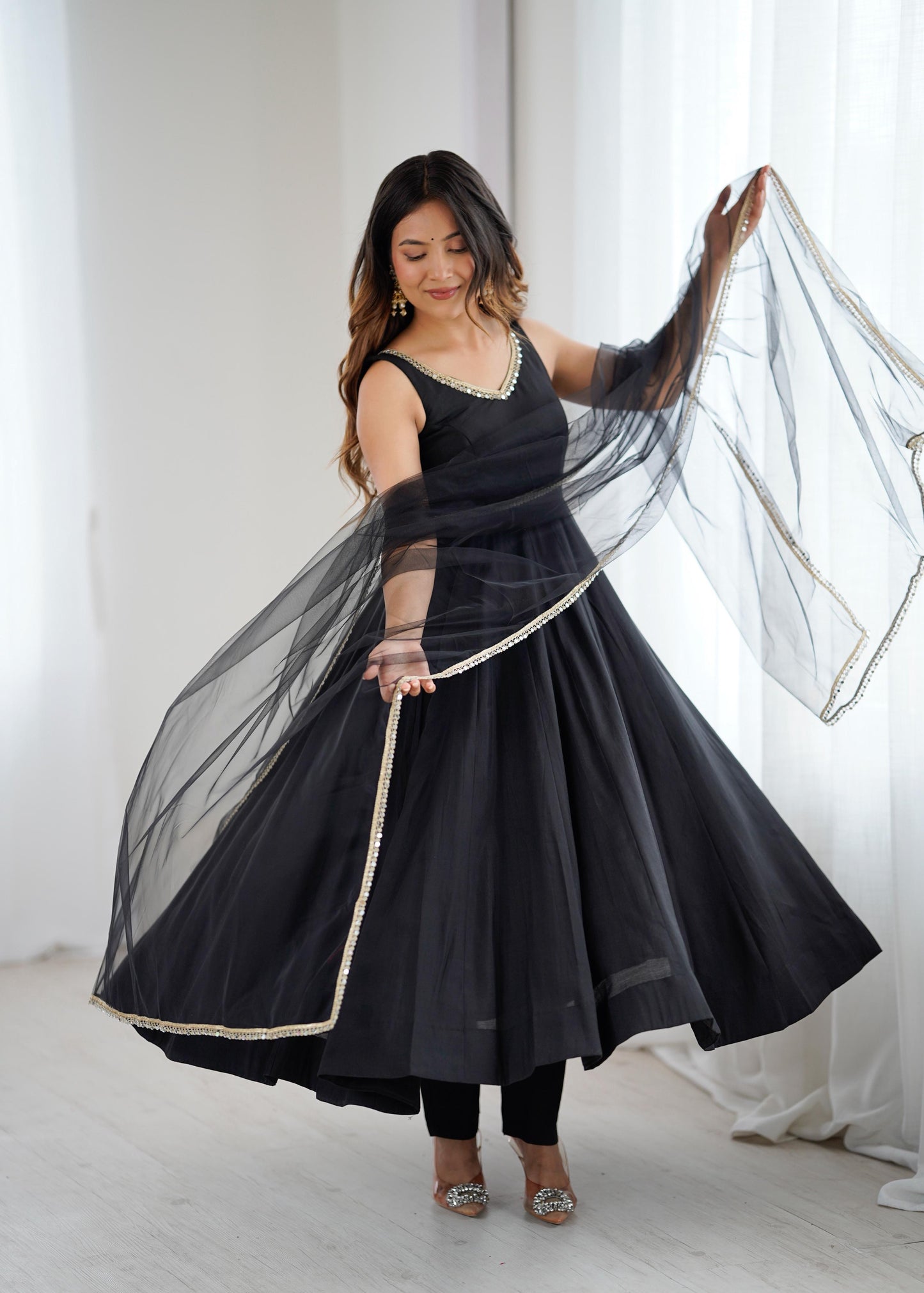 Roman Silk Chanderi Anarkali Set