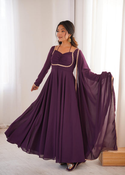 Premium Fox Blooming Georgette Anarkali Gown Set