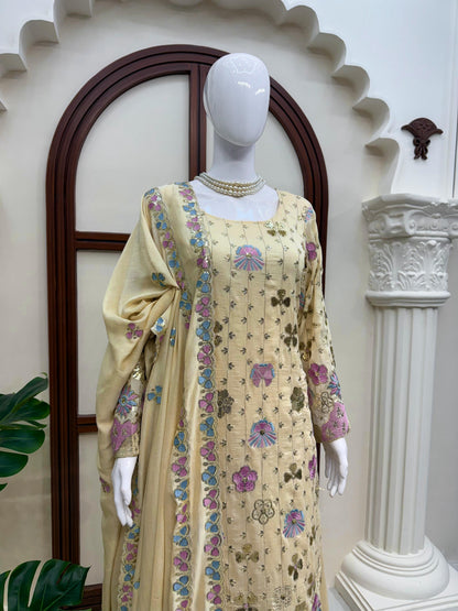 Silk Grace Plazo Set – Thread & Sequence Designer Wear