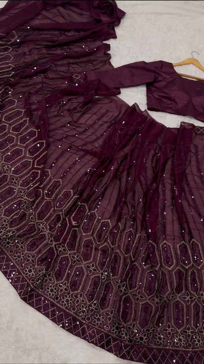 Royal Kasturi Silk Saree with Sequins & Dori Work