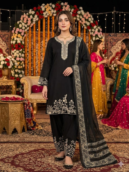 Mirror Magic Salwar Set – Rayon Embroidered Elegance