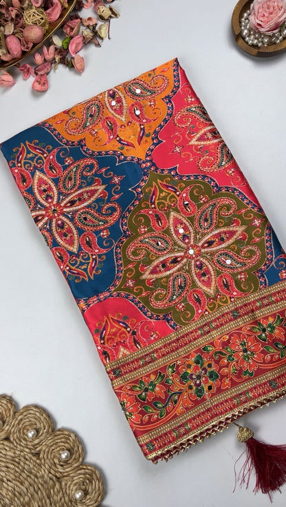 Royal Mirror Glow Japan Satin Saree