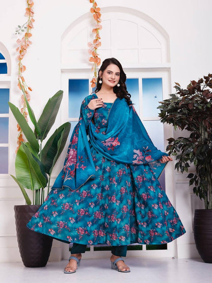 Floral Faux Georgette Anarkali Set