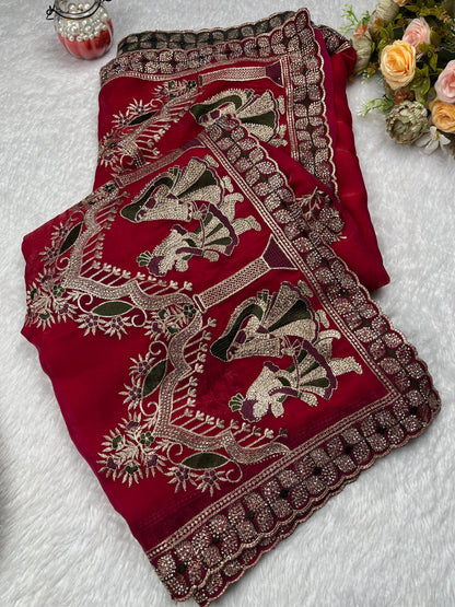 Swarika Sparkle Fendy Satin Saree