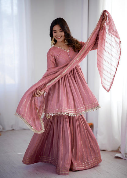 Noor-E-Ethnic Mirror Work Suit Set