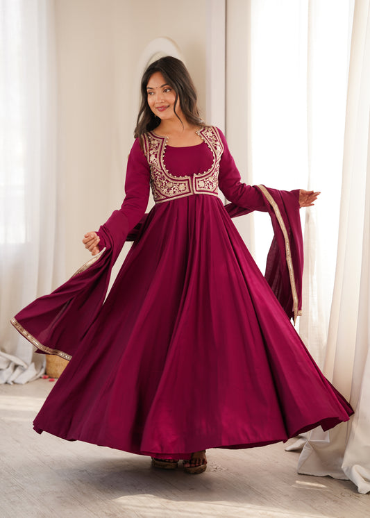 Royal Jacket Anarkali – Roman Silk Chanderi Luxe Set