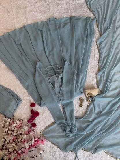 Mint Grace Anarkali Set
