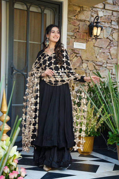 Premium Real Mirror Dupatta Anarkali Set