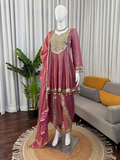 Mirror Dhoti Style Set – Gold Crush Designer Outfit