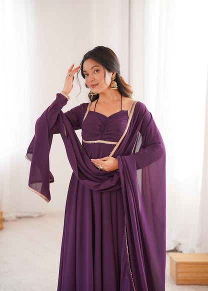 Premium Fox Blooming Georgette Anarkali Gown Set