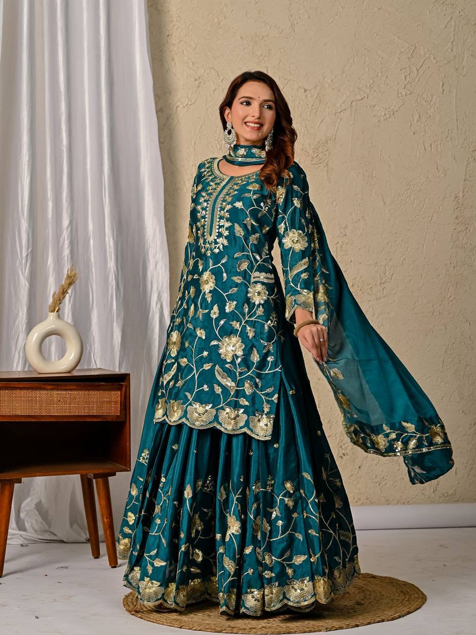 Designer Party Wear Top Lehenga Dupatta Set