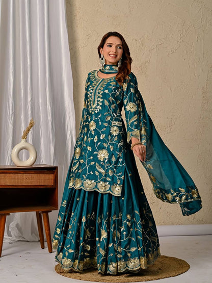 Designer Party Wear Top Lehenga Dupatta Set