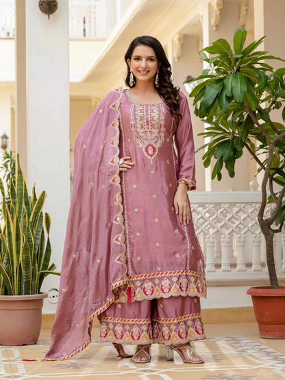 Kurti & Plazzo Set With Dupatta