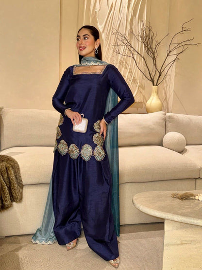 Farshi Style Suit Set – Crepe Fabric with Designer Dupatta