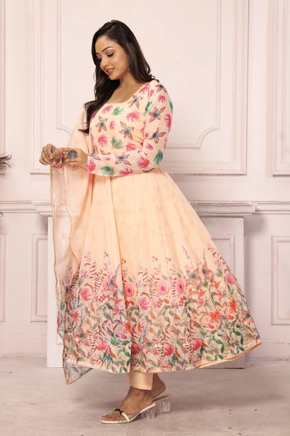 Tebby Silk Floral Anarkali Set