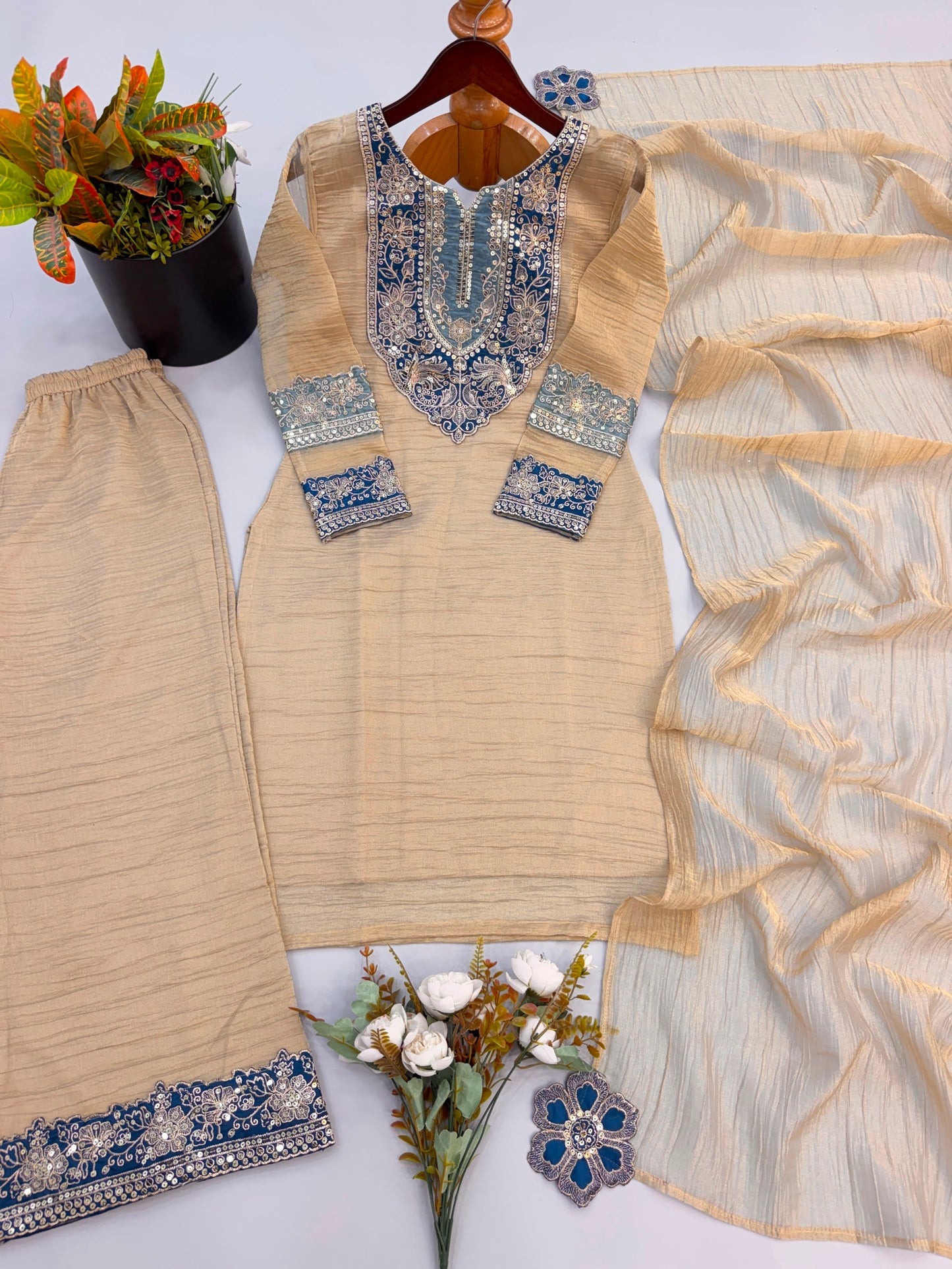 Festive Flair Palazzo Set – Premium Salsa Silk Wear