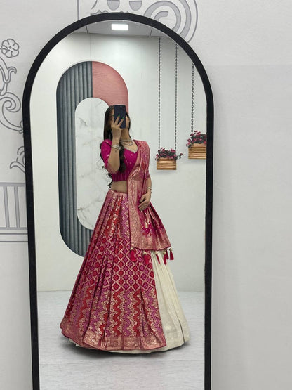 Wedding Special Jacquard Silk Lehenga + Saree Set