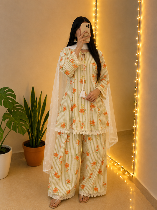 Royal Farshi Suit Set – Pure Natural Crepe Elegance