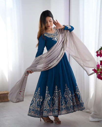 Glow Fit Anarkali Suit – Sequence Work Stylish Set