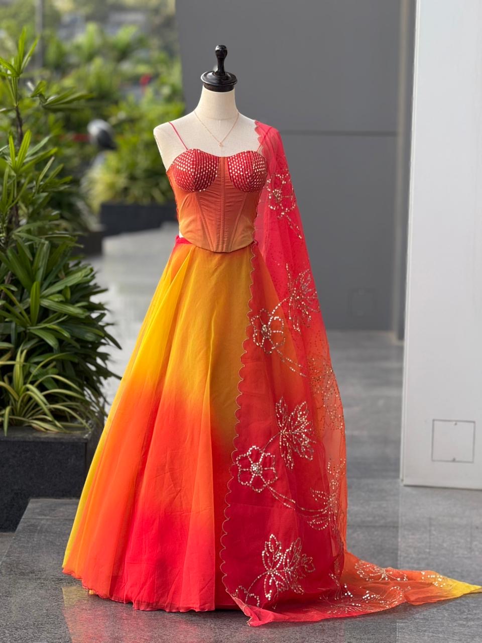 Celeste Glow Designer Corset Lehenga Set