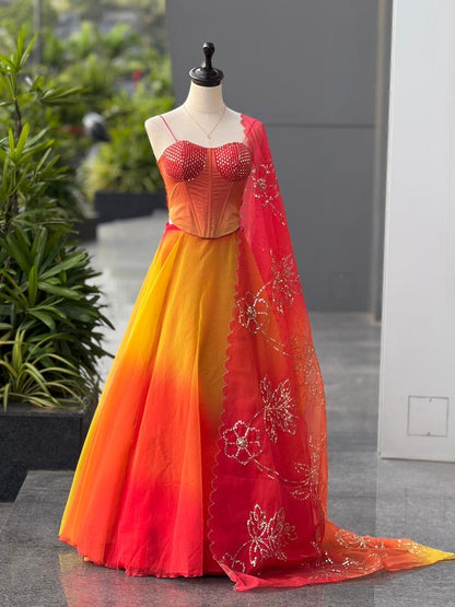 Celeste Glow Designer Corset Lehenga Set
