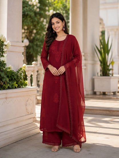 Easy Glam Suit Set – Embroidered Georgette Outfit