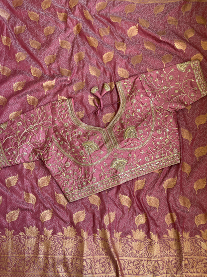 Jacquard Soft Silk Saree – Zari Weaving with Stitched Blouse