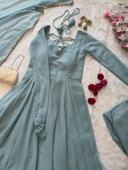 Mint Grace Anarkali Set