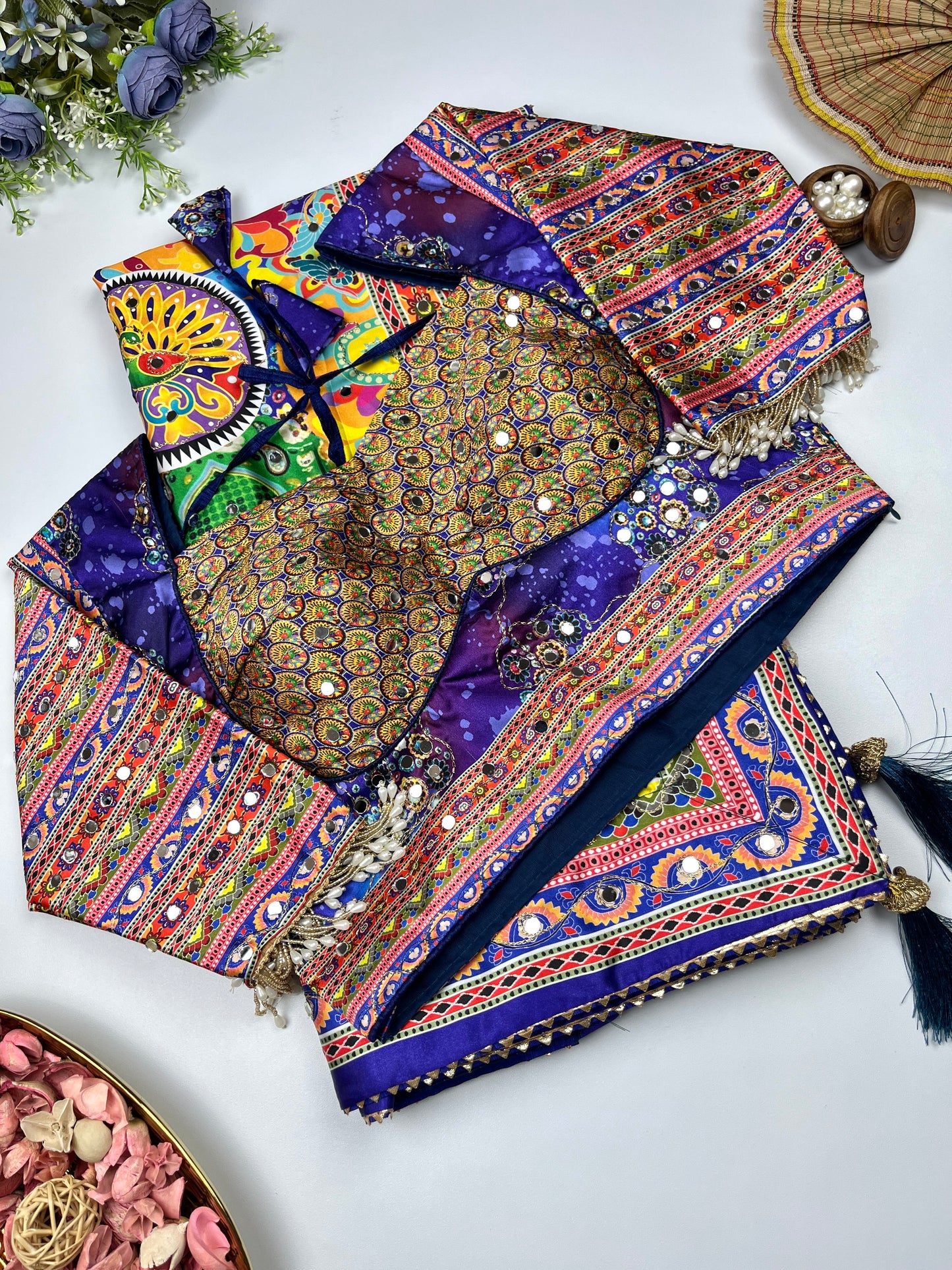 Mirror Bloom Saree – Japan Satin Digital Print Collection