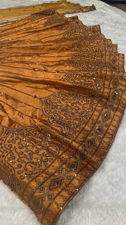 Vintage Grace Satin Silk Lehenga Set