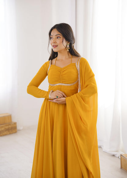 Premium Fox Blooming Georgette Anarkali Gown Set