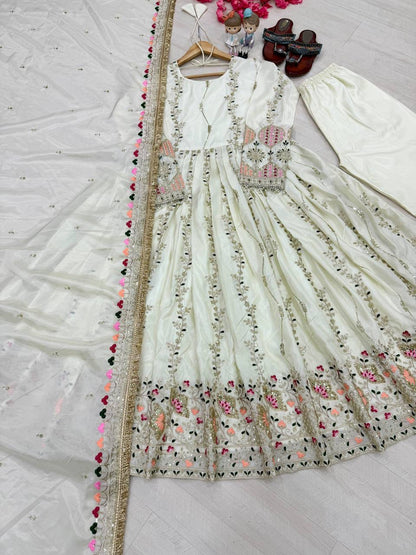 Sheesha Silk Gown Set – Heavy Embroidery Party Wear